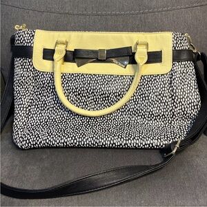 Betsey Johnson Black White Yellow Tote Crossbody Bag XOX Betsey